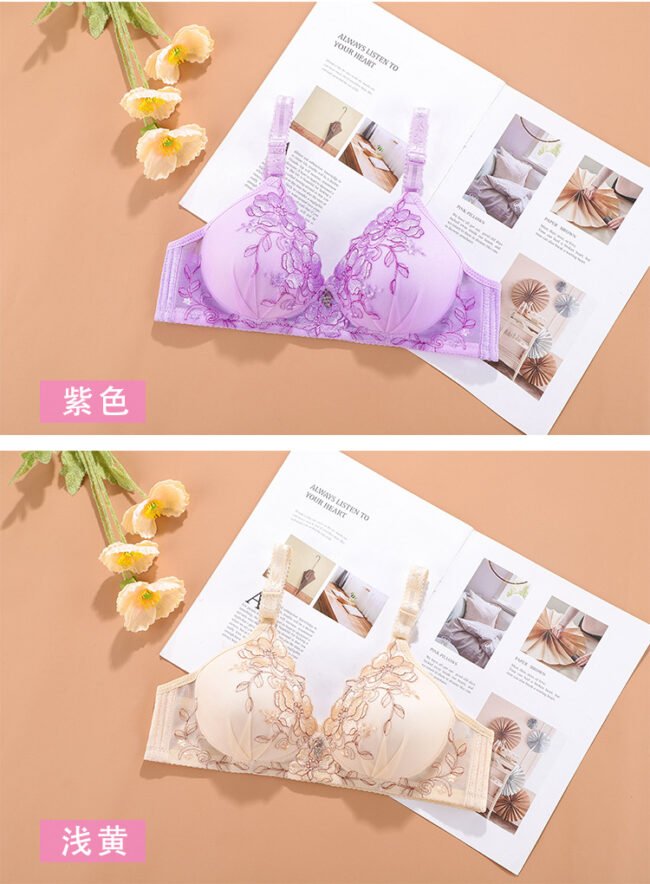 Bralette Push Up Bra For Women Vintage Floral Print Adjustable - Image 23