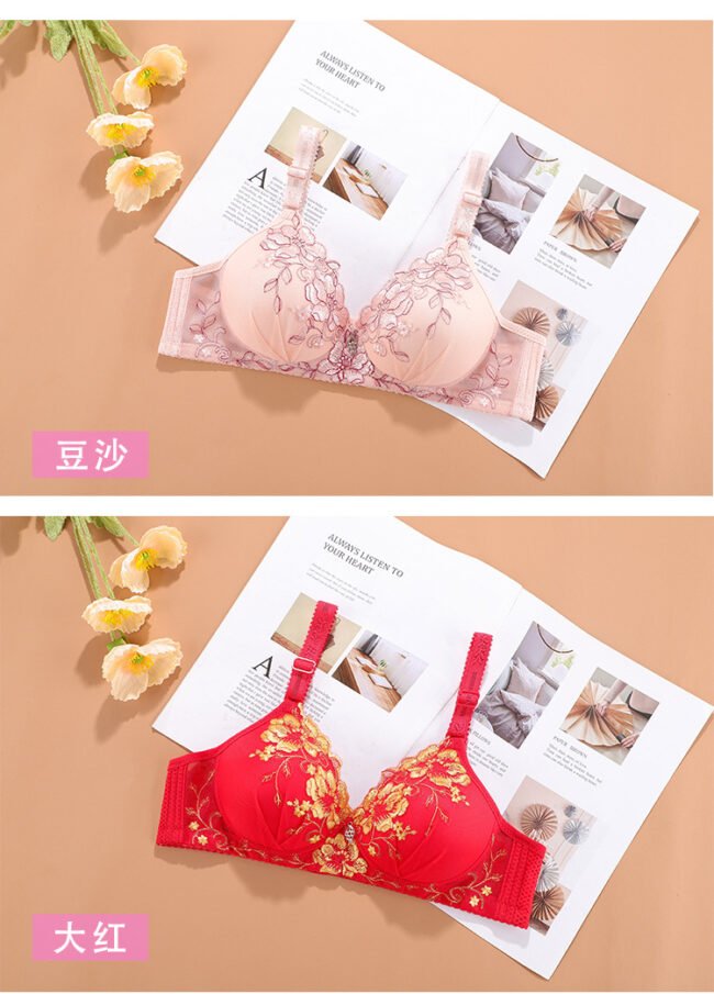 Bralette Push Up Bra For Women Vintage Floral Print Adjustable - Image 24