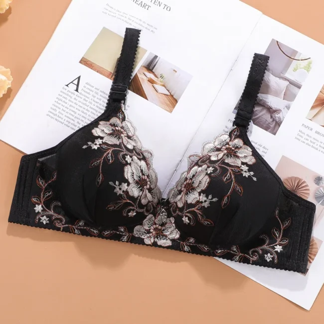 Bralette Push Up Bra For Women Vintage Floral Print Adjustable - Image 9