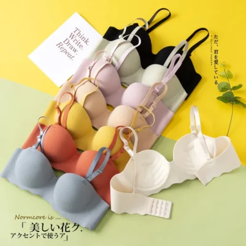 Bra Push Up Seamless for Women Solid Color Convertible Straps Brassiere