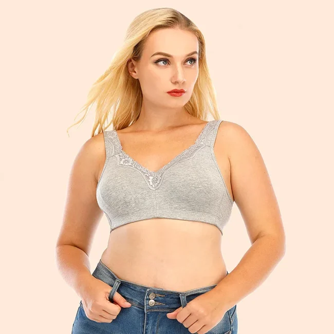 Bras For Women Plus Size 95% Cotton Large Cup Comfortable Seamless Wireless Ultra-Thin  Brassiere - Image 14