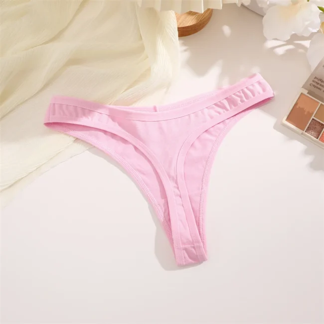 4Pcs Women Cotton Thong Low Waist Panties Striped Underwear - Image 56