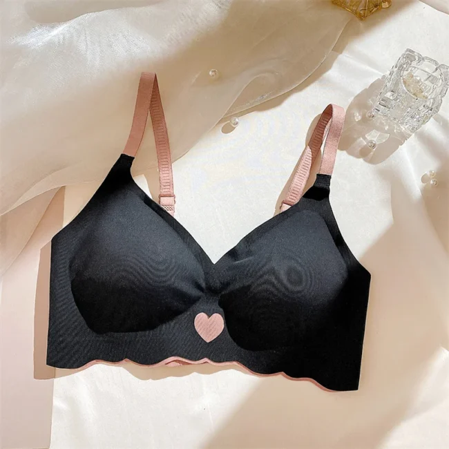 Push Up Bra For Women Love Heart Pattern Deep V Neck - Image 9