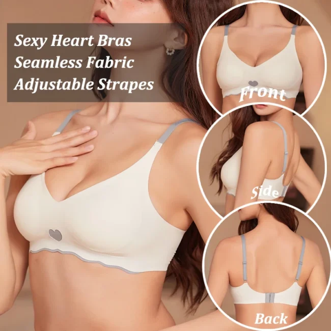 Push Up Bra For Women Love Heart Pattern Deep V Neck - Image 4
