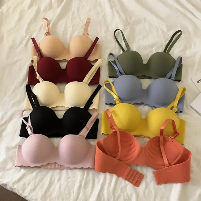 Bra Push Up Seamless For Women Solid Color Convertible Straps Brassiere - Image 2