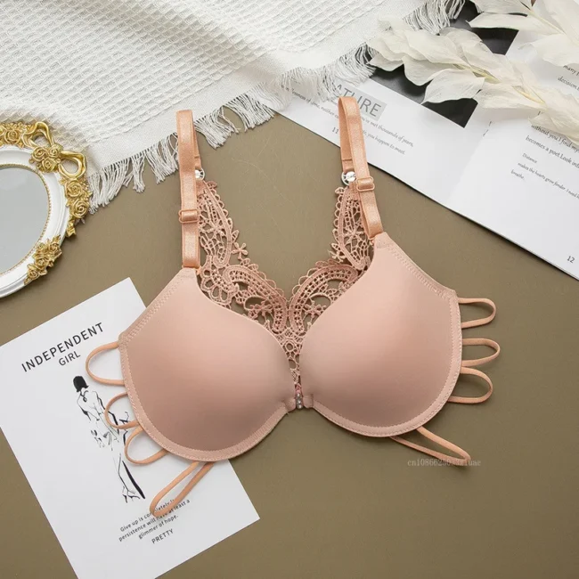 Women Silky Comfortable Adjustable Bra Underwire Back Floral Embroidery - Image 9