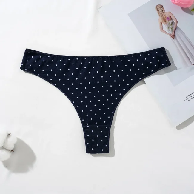 Women'S Thong Low-Rise Cotton Panties Dot Pattern - Image 9