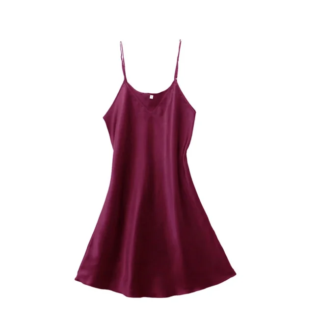 Women'S Sexy Silk Satin Night Dress Sleeveless Nighties V-Neck Nightgown - Image 10