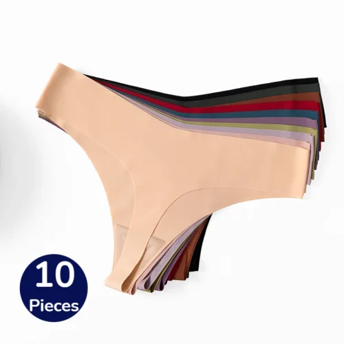 10PCS Set Women's Panties Simple Seamless Underwear Breathable Comfortable Thong