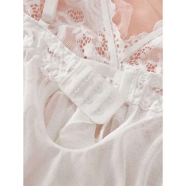 Women'S Deep V Neck Low Cut Backless Mesh Lingerie Nightdress - Image 12