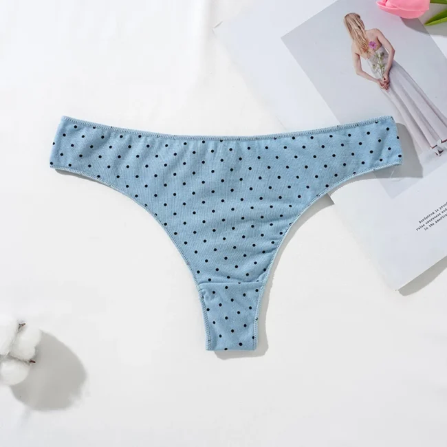 Women'S Thong Low-Rise Cotton Panties Dot Pattern - Image 4