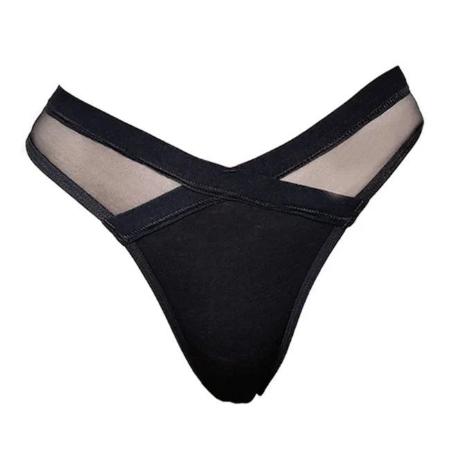 Women Thong High Cut Underwear Low Waist Transparent Waist Cotton Crotch - Image 4