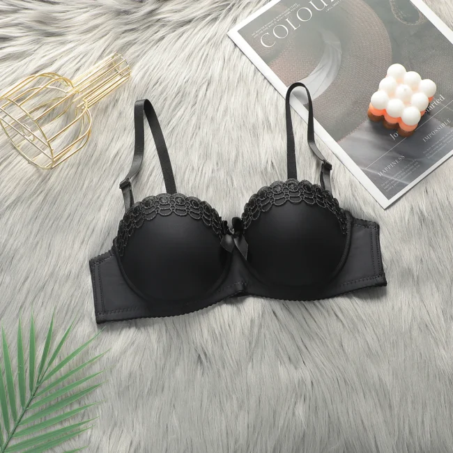 Underwire Push-Up Bras For Women Elegant Bow Decoration Flower Ruffles - Image 12