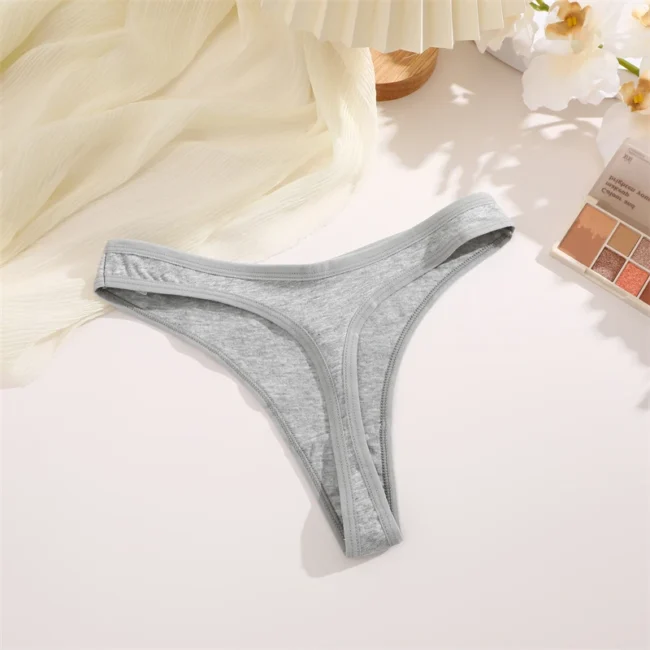 4Pcs Women Cotton Thong Low Waist Panties Striped Underwear - Image 54