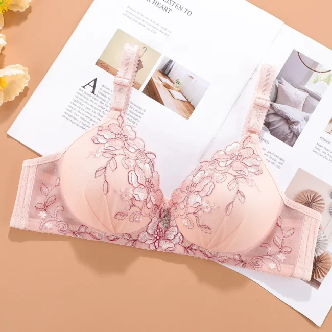 Bralette Push Up Bra For Women Vintage Floral Print Adjustable - Image 7