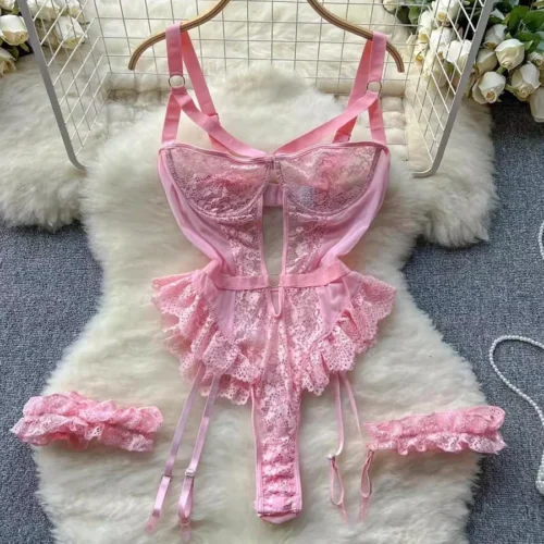 Underwear Bra Set For Women Lace Garter Lingerie Underwire Bra And Thong