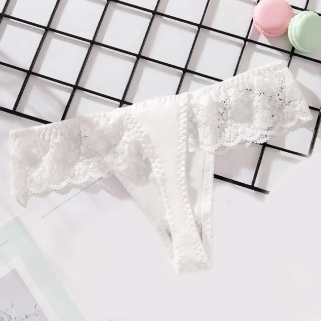 Women Thong Elastic Cotton Low Waist Lace Seamless Underwear Solid Color - Image 10