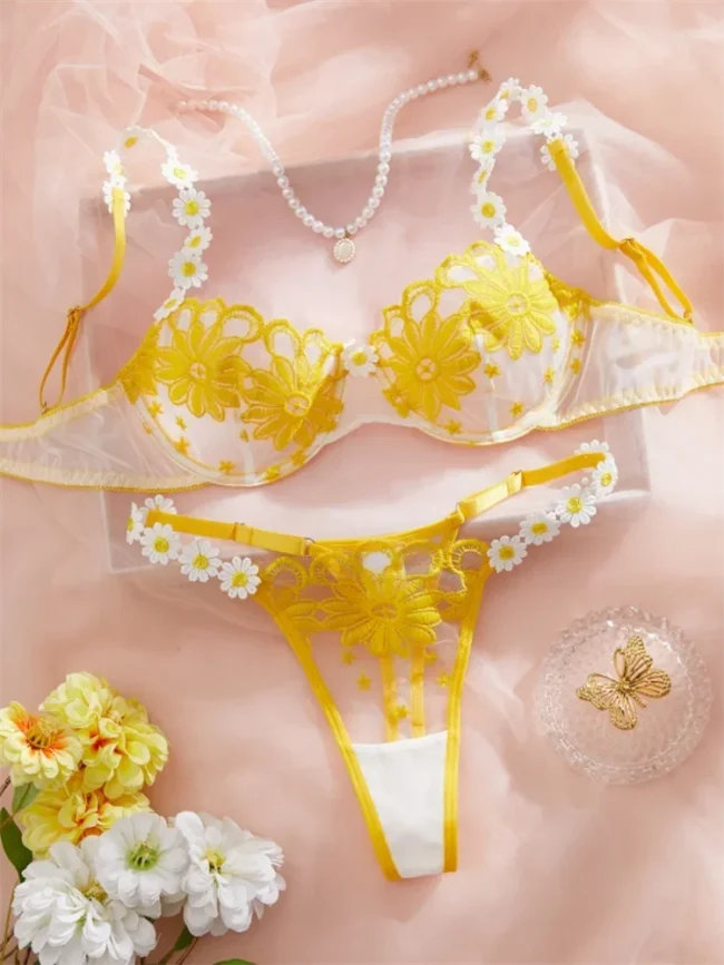 Fairy Lingerie Set Sweet Lace Underwear Luxury Intimate Beautiful Floral Embroidery Bra And Panties Set - Image 2