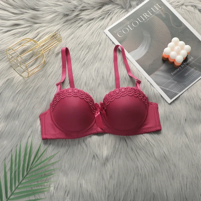 Underwire Push-Up Bras For Women Elegant Bow Decoration Flower Ruffles - Image 13