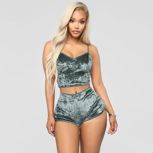 Women Summer Nightwear V-Neck Lingerie Suspender Sleepwear Crop Top - Image 17