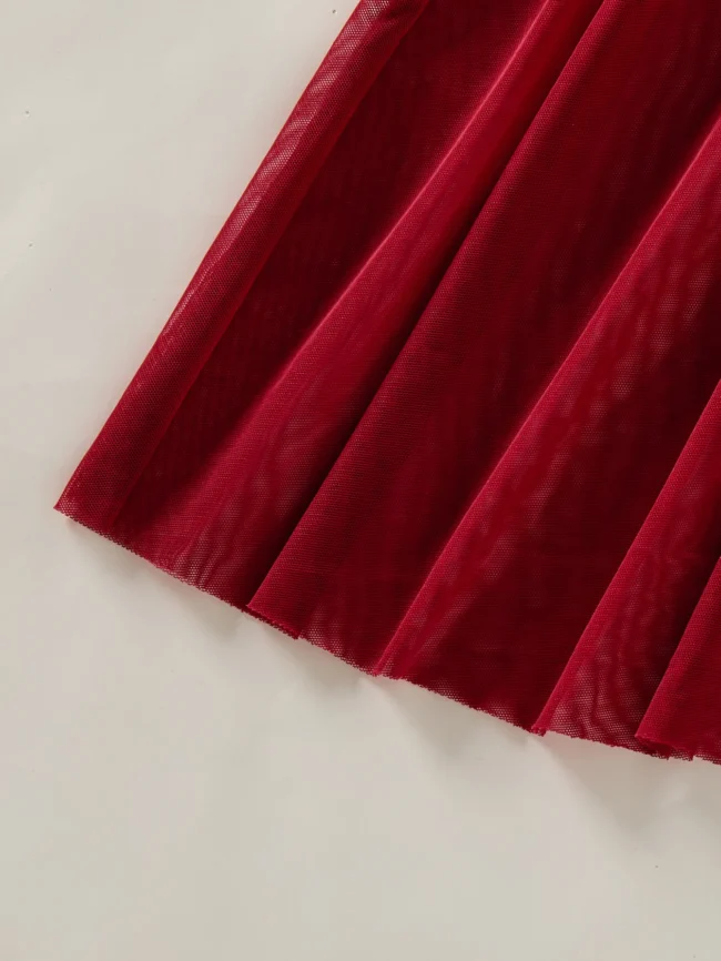 Ladies' Wine Red Countryside Style Semi Transparent Nightgown - Image 5