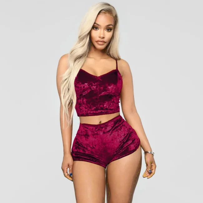 Women Summer Nightwear V-Neck Lingerie Suspender Sleepwear Crop Top - Image 15