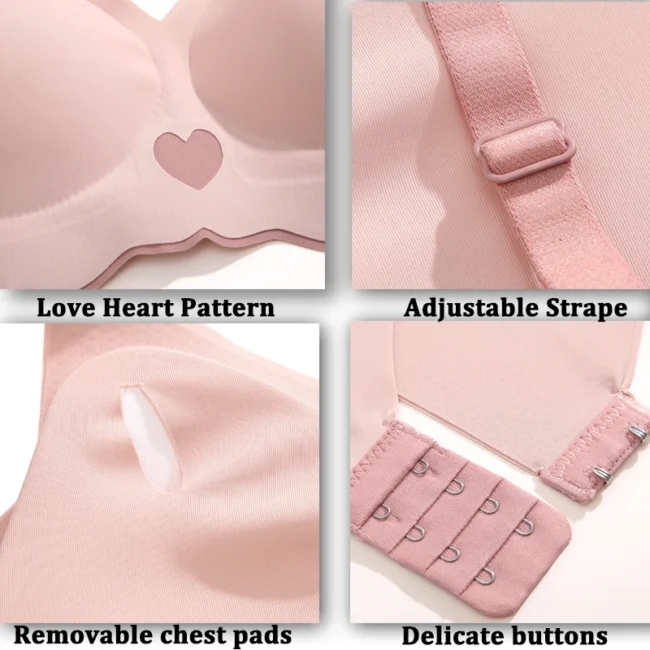 Push Up Bra For Women Love Heart Pattern Deep V Neck - Image 5