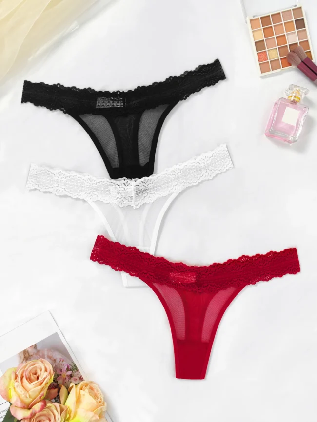 3Pcs/Set Women Thong Underwear Multi Color Breathable Floral Panties Lady - Image 3