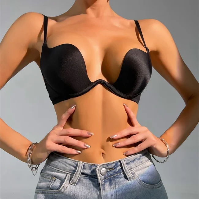 Push Up Bra Backless Women'S Low Cut Brassiere Open Back Seamless - Image 22