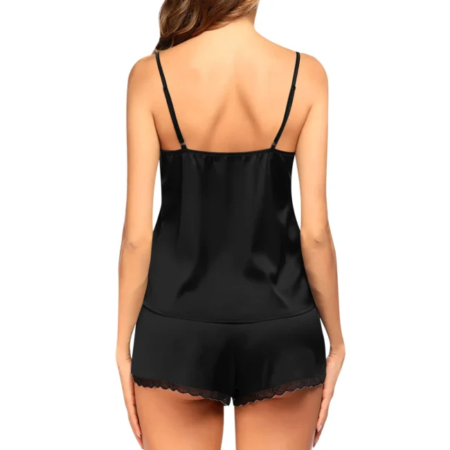 Lingerie For Women Lace V-Neck Solid Color Shorts Set Babydoll Nightwear - Image 5