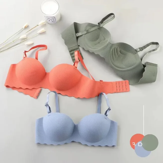 Bra Push Up Seamless For Women Solid Color Convertible Straps Brassiere - Image 3