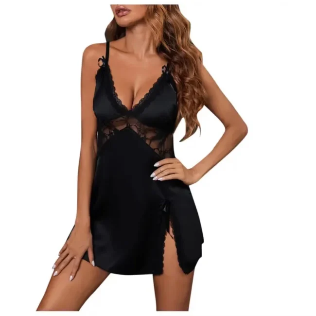 Women'S See-Through Halter Nightgown Lace Deep V - Image 17