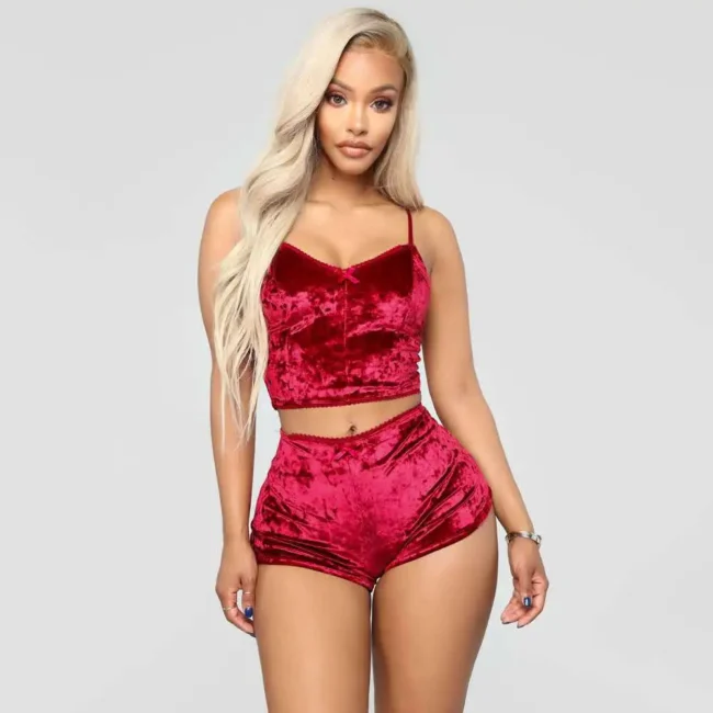Women Summer Nightwear V-Neck Lingerie Suspender Sleepwear Crop Top - Image 13