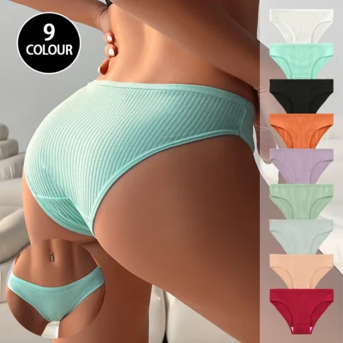 Women Underwear Briefs Breathable Cotton Panties Mid-waist Hip Lifting