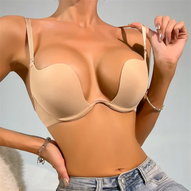 Push Up Bra Backless Women'S Low Cut Brassiere Open Back Seamless - Image 6