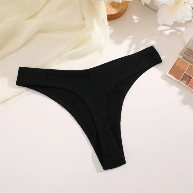 4Pcs Women Cotton Thong Low Waist Panties Striped Underwear - Image 51