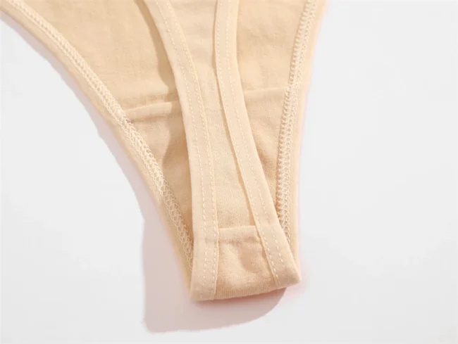 4Pcs Women Cotton Thong Low Waist Panties Striped Underwear - Image 42