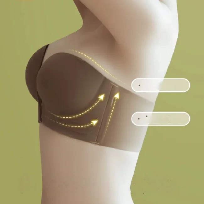 Front Closure Strapless Bra For Women Seamless Push Up Brassiere - Image 3