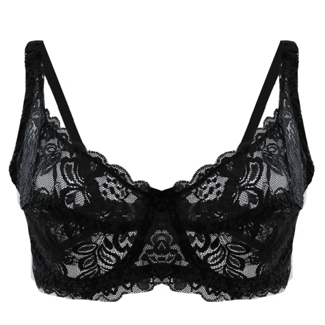 Women Lace Bra Plus Size Push Up Hollow Out Embroidery Bra Brassiere - Image 9