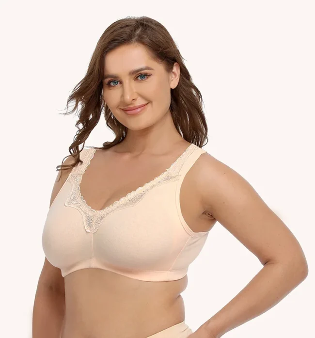 Bras For Women Plus Size 95% Cotton Large Cup Comfortable Seamless Wireless Ultra-Thin  Brassiere - Image 20