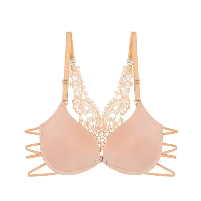 Women Silky Comfortable Adjustable Bra Underwire Back Floral Embroidery - Image 6