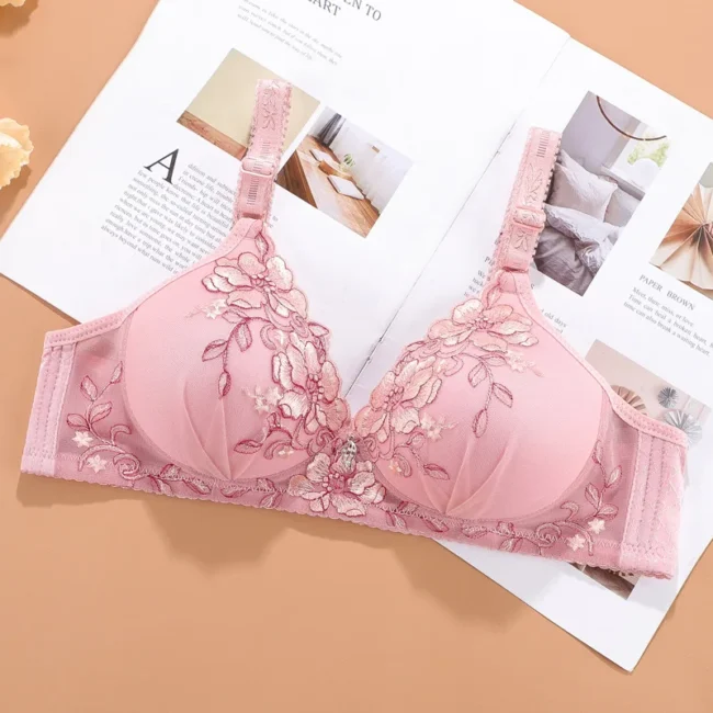 Bralette Push Up Bra For Women Vintage Floral Print Adjustable - Image 8