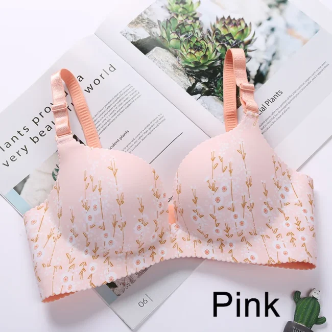Women Flower Print Seamless Bra Floral Push Up - Image 4