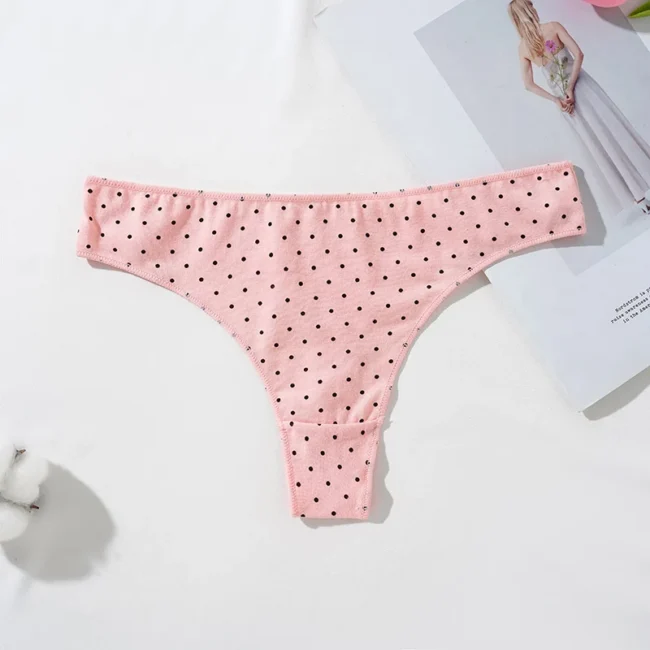 Women'S Thong Low-Rise Cotton Panties Dot Pattern - Image 13