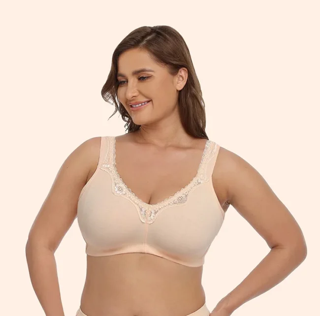 Bras For Women Plus Size 95% Cotton Large Cup Comfortable Seamless Wireless Ultra-Thin  Brassiere - Image 19
