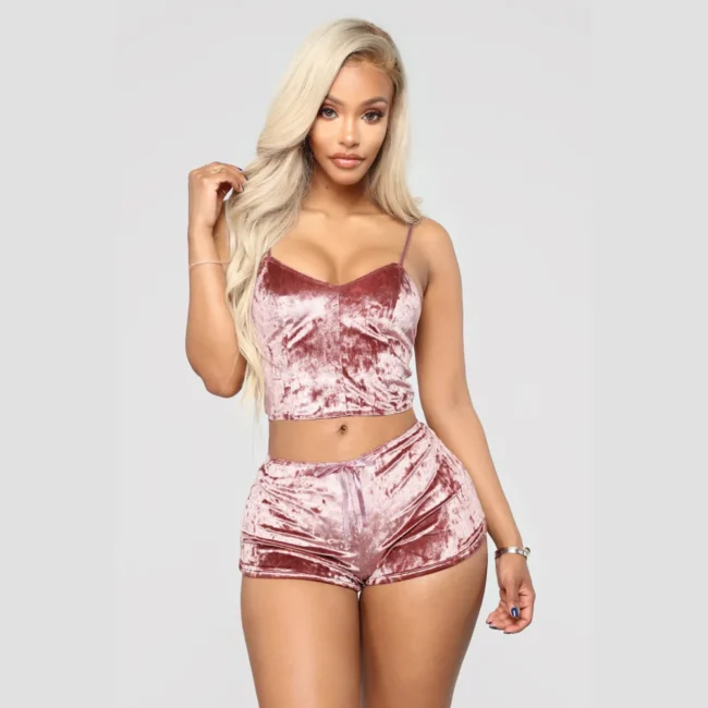 Women Summer Nightwear V-Neck Lingerie Suspender Sleepwear Crop Top - Image 14