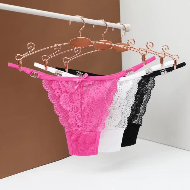 Women'S Thong Panties Lace Flowers Low Waist Fashion Transparent - Image 3