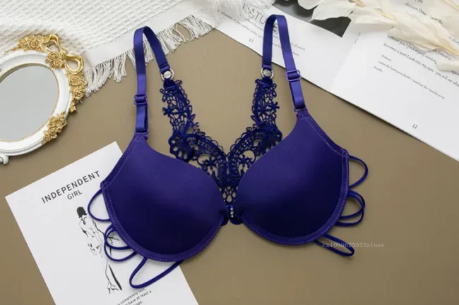 Women Silky Comfortable Adjustable Bra Underwire Back Floral Embroidery - Image 16