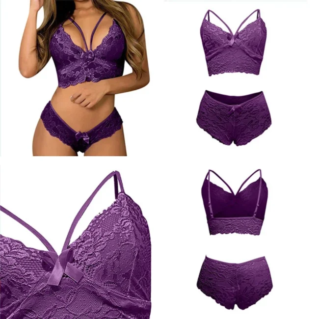 Women Lace Lingerie Set 2 Piece Corset Bra &Amp; Panties - Image 15