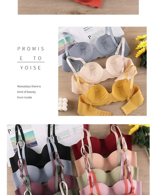 Bra Push Up Seamless For Women Solid Color Convertible Straps Brassiere - Image 17